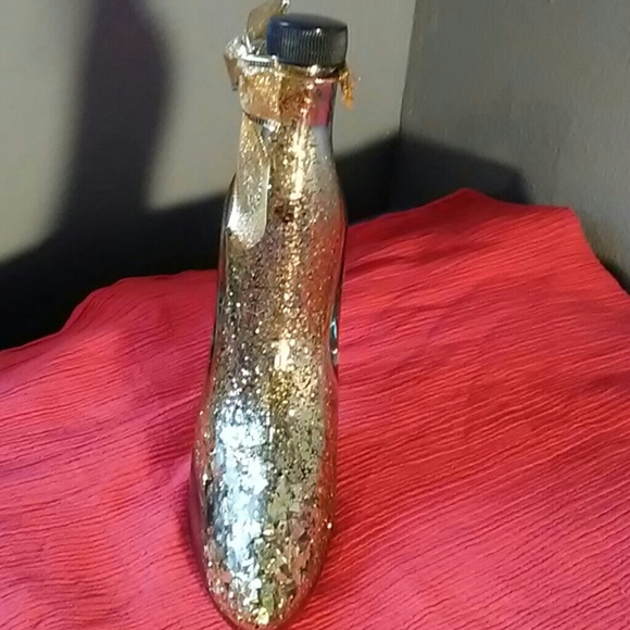 Glass gold glitter filled high heeled shoe - Picture 3 of 8